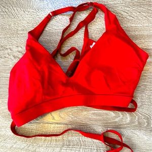 Red sports bra with sexy wrap around
